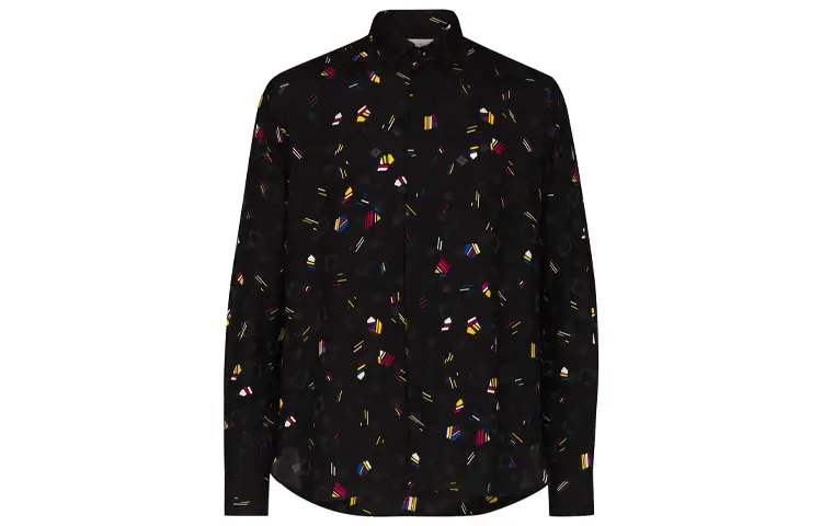 SAINT LAURENT Shirts Men's Black Lapel Moderate Shirt
