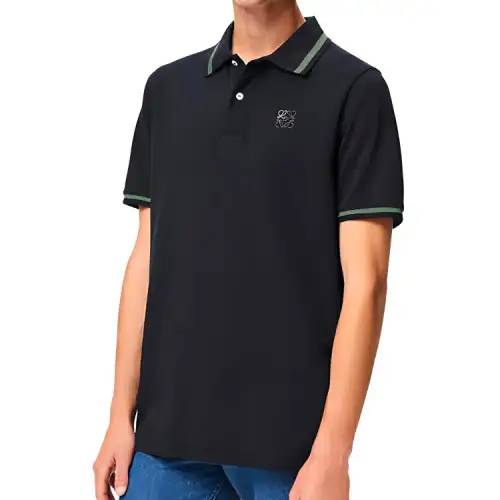 LOEWE Polo Shirts Men's Black Polo Collar Moderate Straight Fit