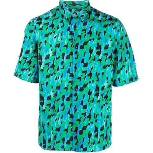 PRADA Shirts Men's Green Pointed Collar Moderate Shirt