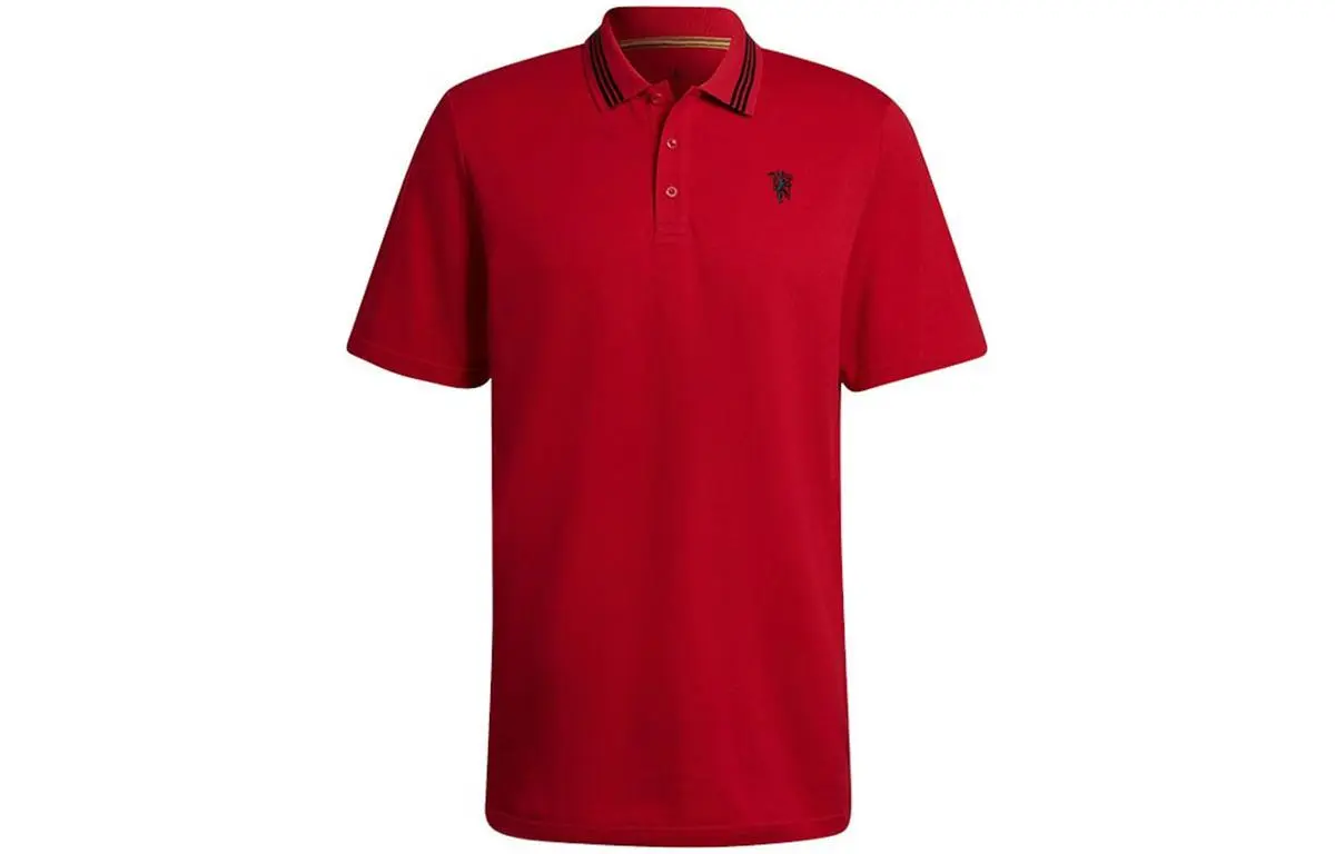 Adidas Manchester United Polo Shirts Men's Red Polo Collar Moderate Straight Fit