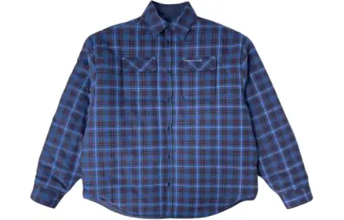 GRAILZ PROJECT GR FW23 Double-sided padded loose plaid long-sleeved shirt Men's navy blue