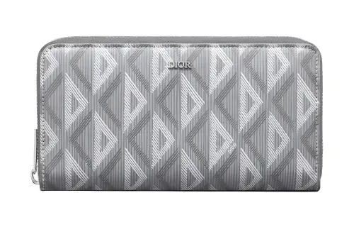 DIOR Smooth Cow Leather, Gray Canvas Wallet Men's Gray
