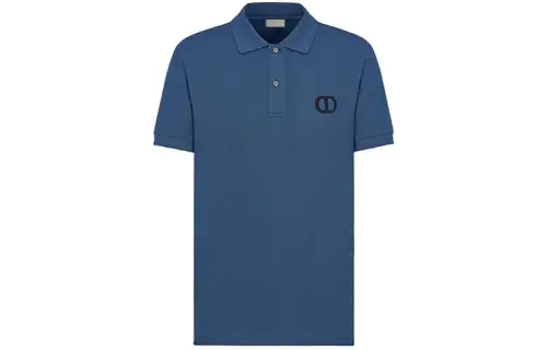 DIOR Quarterly New Products Polo Shirts Men's Blue Polo Collar Moderate Straight Fit