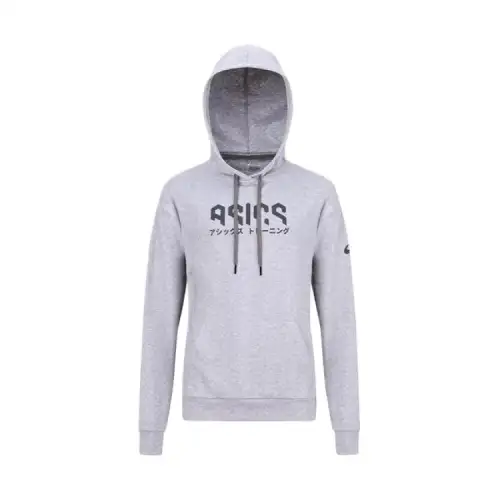 ASICS Sweatshirts Men's Gray Hooded Moderate Regular