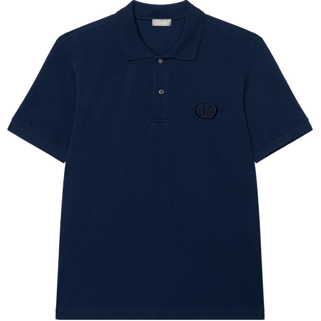 DIOR Dior Essentials Series Cotton CD Icon Embroidered Cotton Short Sleeve Polo Shirt Men's Navy Blue