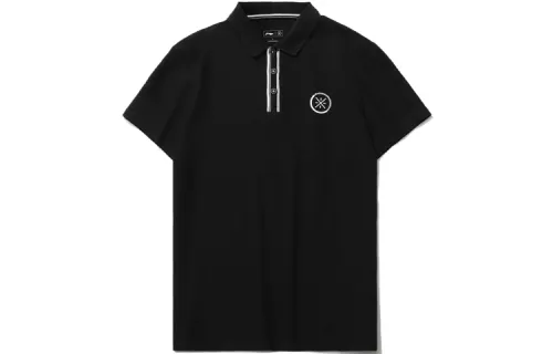 Li Ning, black polo for leisure, with short sleeve