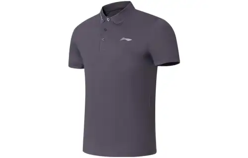 Li Ning Training Series Polo Shirts Men's Surface Gray Polo Collar Moderate Straight Fit