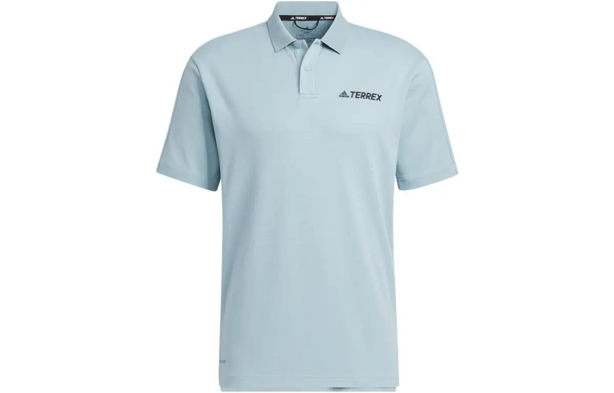 Adidas Terrex Polo Shirts Men's Light Gray Polo Collar Thin Straight Fit
