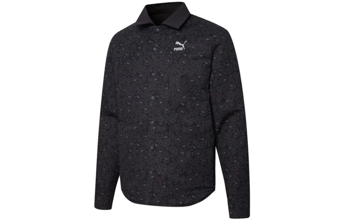 PUMA Shirts Men's Black Lapel Moderate Straight Fit