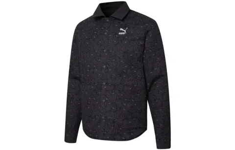 PUMA Shirts Men's Black Lapel Moderate Straight Fit