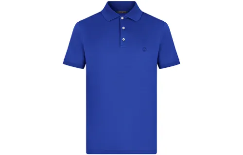 LOUIS VUITTON New Quarterly Products Of LV Polo Shirts Men's Blue Polo Collar Moderate Straight Fit