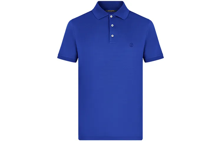LOUIS VUITTON New Quarterly Products Of LV Polo Shirts Men's Blue Polo Collar Moderate Straight Fit