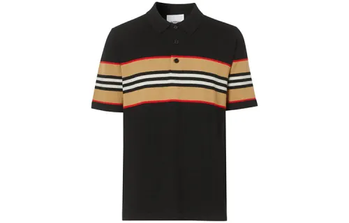 Burberry Polo Shirts Men's Black Polo Collar Moderate Straight Fit