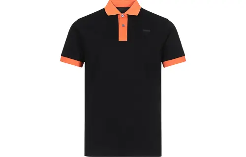 PRADA Polo Shirts Men's Black Orange Polo Collar Moderate Straight Fit