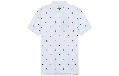 Burberry Polo Shirts Men's White Polo Collar Moderate Straight Fit