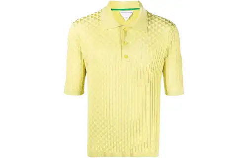 Bottega Veneta Polo Shirts Men's Yellow Polo Collar Moderate Straight Fit