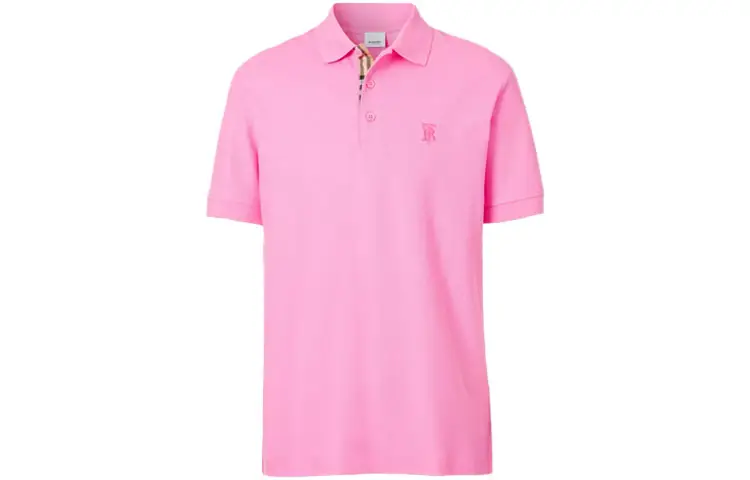 Burberry Polo Shirts Men's Pink Polo Collar Moderate Straight Fit