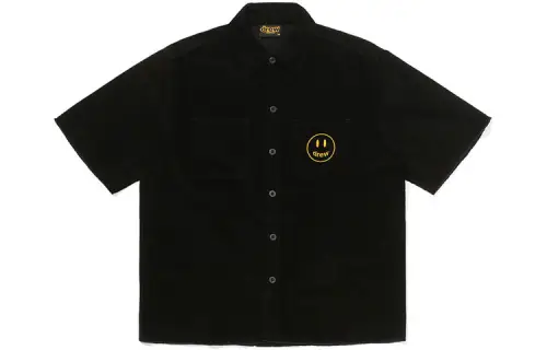 Drew house Letter Logo Series Shirts Unisex Black Pointed Collar Moderate Other