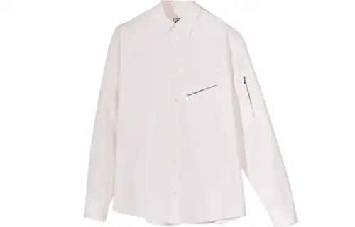 HERMES Shirts Men's White Pointed Collar Moderate Shirt