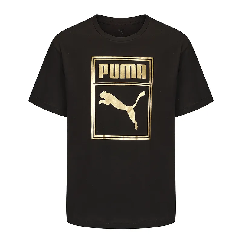 PUMA T-Shirts Unisex Black Crew Neck Moderate Straight Fit