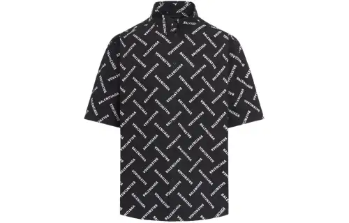 Balenciaga All Over Logo Collared Shirt