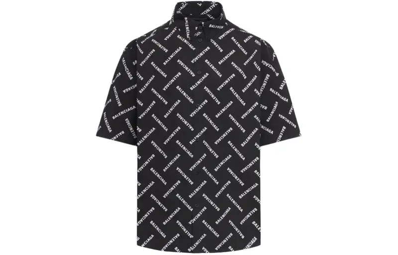 Balenciaga All Over Logo Collared Shirt