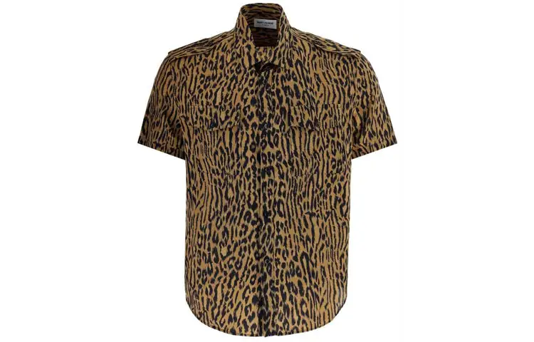 SAINT LAURENT Shirts Men's Brown Lapel Moderate Other