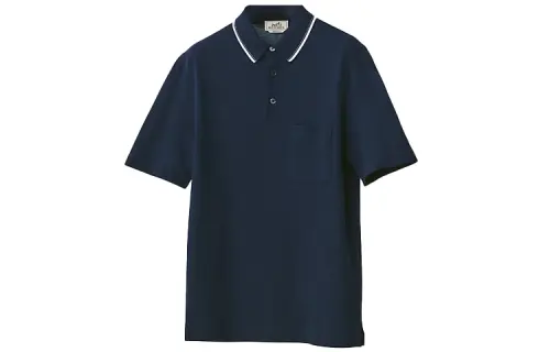HERMES Polo Shirt Men's Dark Blue