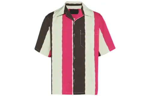 PRADA Shirts Men's Ebony Cuban Collar Moderate Shirt