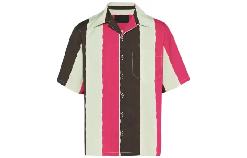 PRADA Shirts Men's Ebony Cuban Collar Moderate Shirt