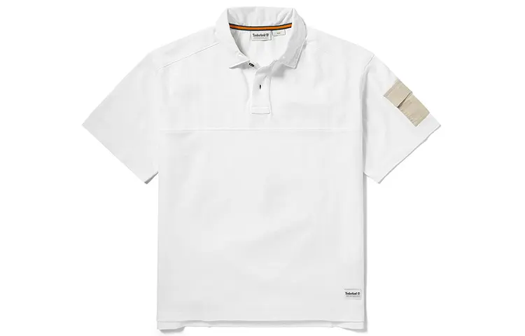 Timberland Polo Shirts Men's White Polo Collar Moderate Straight Fit