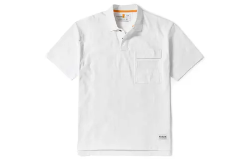Timberland Polo Shirts Men's White Polo Collar Moderate Straight Fit