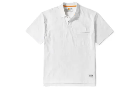 Timberland Polo Shirts Men's White Polo Collar Moderate Straight Fit