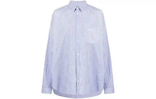 Balenciaga Shirts Men's Blue Pointed Collar Moderate Shirt