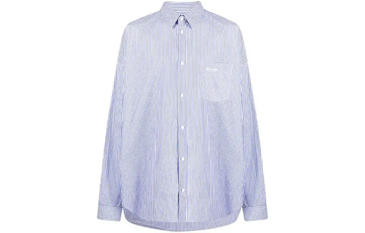 Balenciaga Shirts Men's Blue Pointed Collar Moderate Shirt