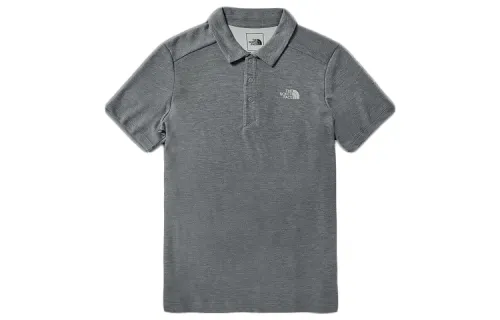 THE NORTH FACE Polo Shirts Men's Gray Polo Collar Moderate Straight Fit