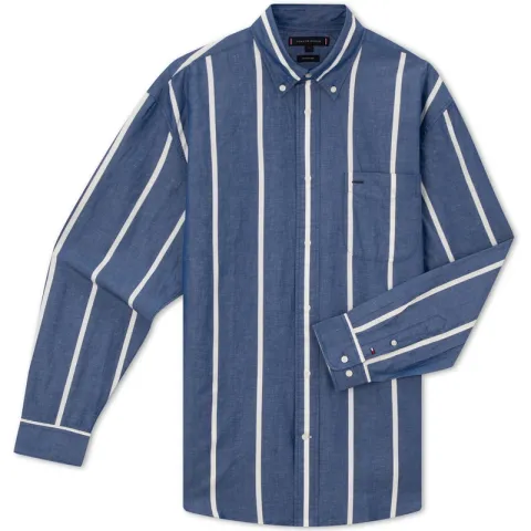 Tommy Hilfiger Shirt Men's Blue White Stripes