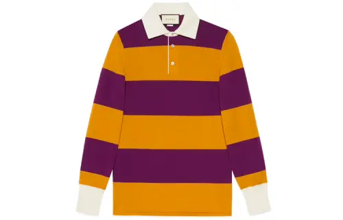 GUCCI Polo Shirts Men's Yellow Polo Collar Moderate Straight Fit