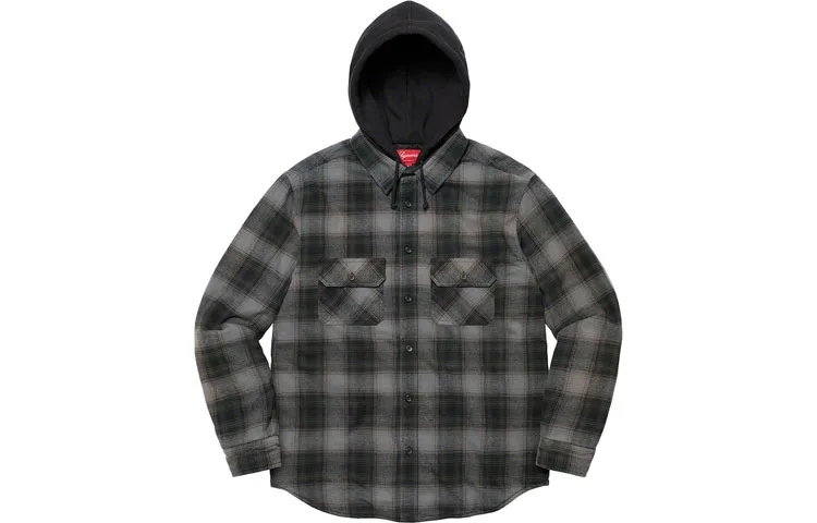 Supreme Hooded Flannel Zip Up Shirt