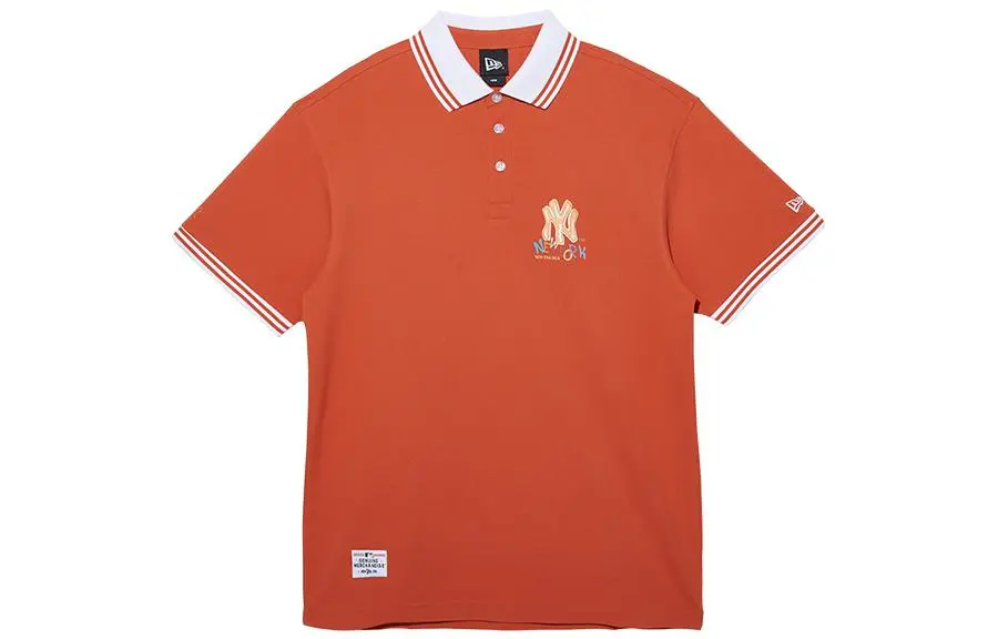 New Era Polo Shirts Men's Orange Polo Collar Moderate Straight Fit