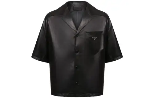 Prada nappa-leather bowling shirt