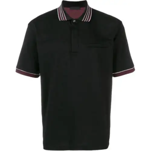PRADA Polo Shirts Men's Black Polo Collar Moderate Other