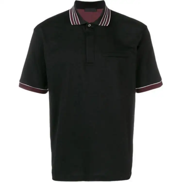 PRADA Polo Shirts Men's Black Polo Collar Moderate Other