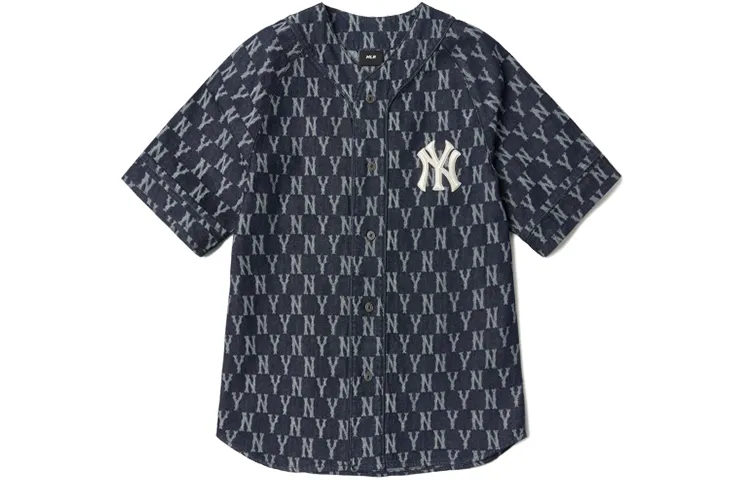 MLB Monogram Shirts Unisex Dark Blue Crew Neck Moderate