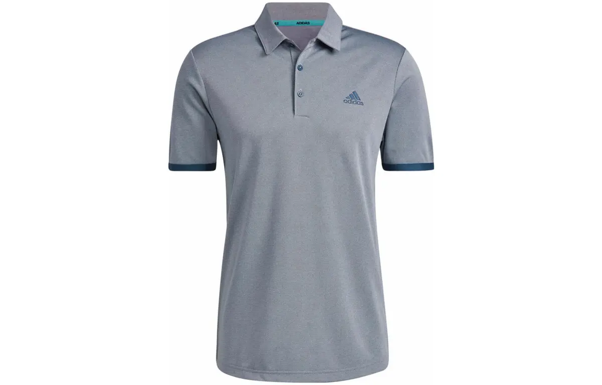 Adidas Polo Shirts Men's White Navy Blue Polo Collar Moderate Straight Fit