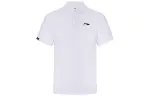 Li Ning Polo Shirts Unisex White Polo Collar Moderate Straight Fit