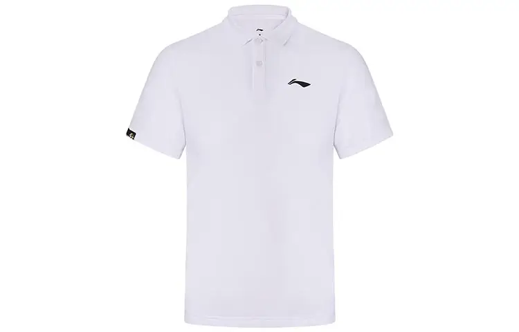 Li Ning Polo Shirts Unisex White Polo Collar Moderate Straight Fit
