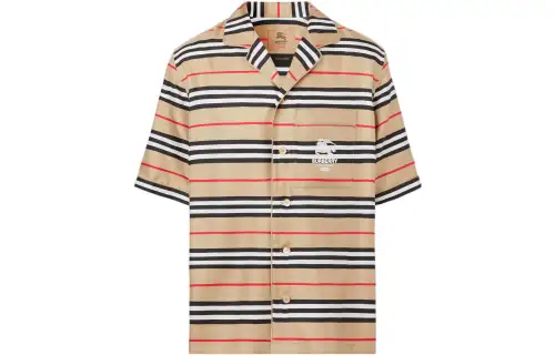Supreme X Burberry Icon Stripe Silk Pyjama Shirt Burberry Exclusive