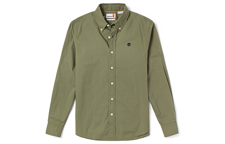 Timberland Timberland, travel breathable fitted long-sleeve, green shirt, with embroidery, with your logo imprint