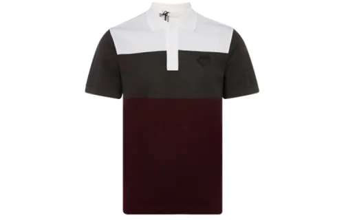 PRADA Polo Shirts Men's Burgundy Polo Collar Moderate Straight Fit